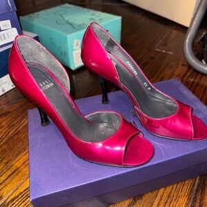 Stuart weitzman magenta the patent peep toe heel 5.5